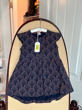 Petit Lem Navy Dress with Pink Dot Burst Print